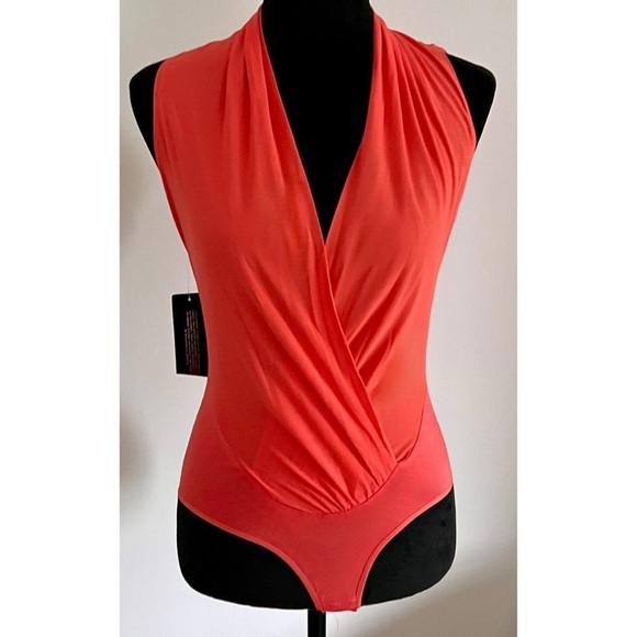 Tops - Bebe- Elegant Coral Bora Bora Wrap Bodysuit 233771 (XS) NWT